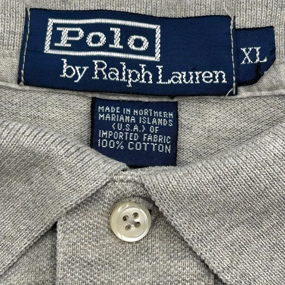 VINTAGE Polo Ralph Lauren Men's XL Polo Gray Short‎ Sleeve - N. Mariana Islands